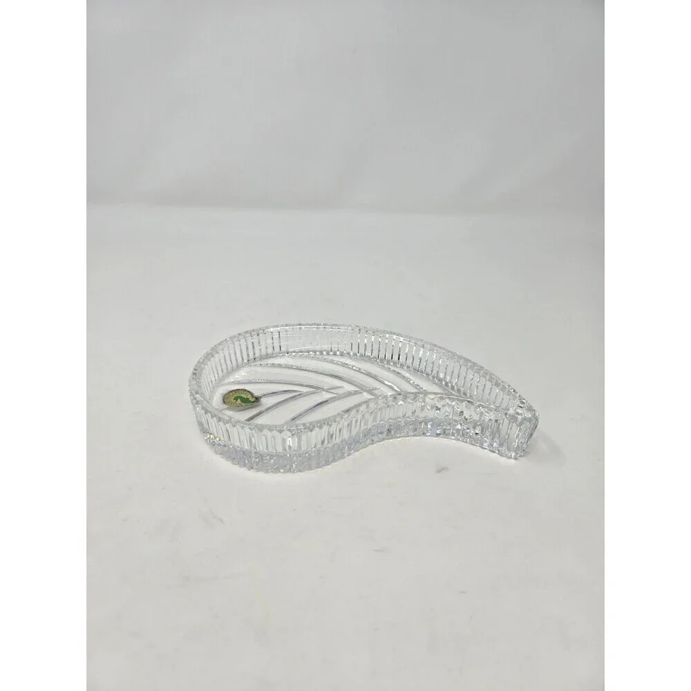 VINTAGE WATERFORD CRYSTAL TRINKET CANDY DISH TRAY PAISLEY LEAF YING YANG IRELAND